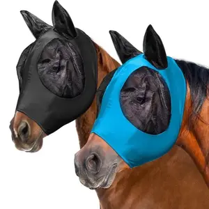 Breathable Horse Head Mask, Anti-Fly Mosquito Bite Face Mask, Elastic Horse Head Cover, Equestrian Equipment, Sports Gear Set, Riding Gear, Protective Gear