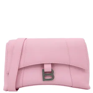 Pre-owned Balenciaga Leather Shoulder Bags Downtown Hourglass Small Soft Shoulder Bag Pink