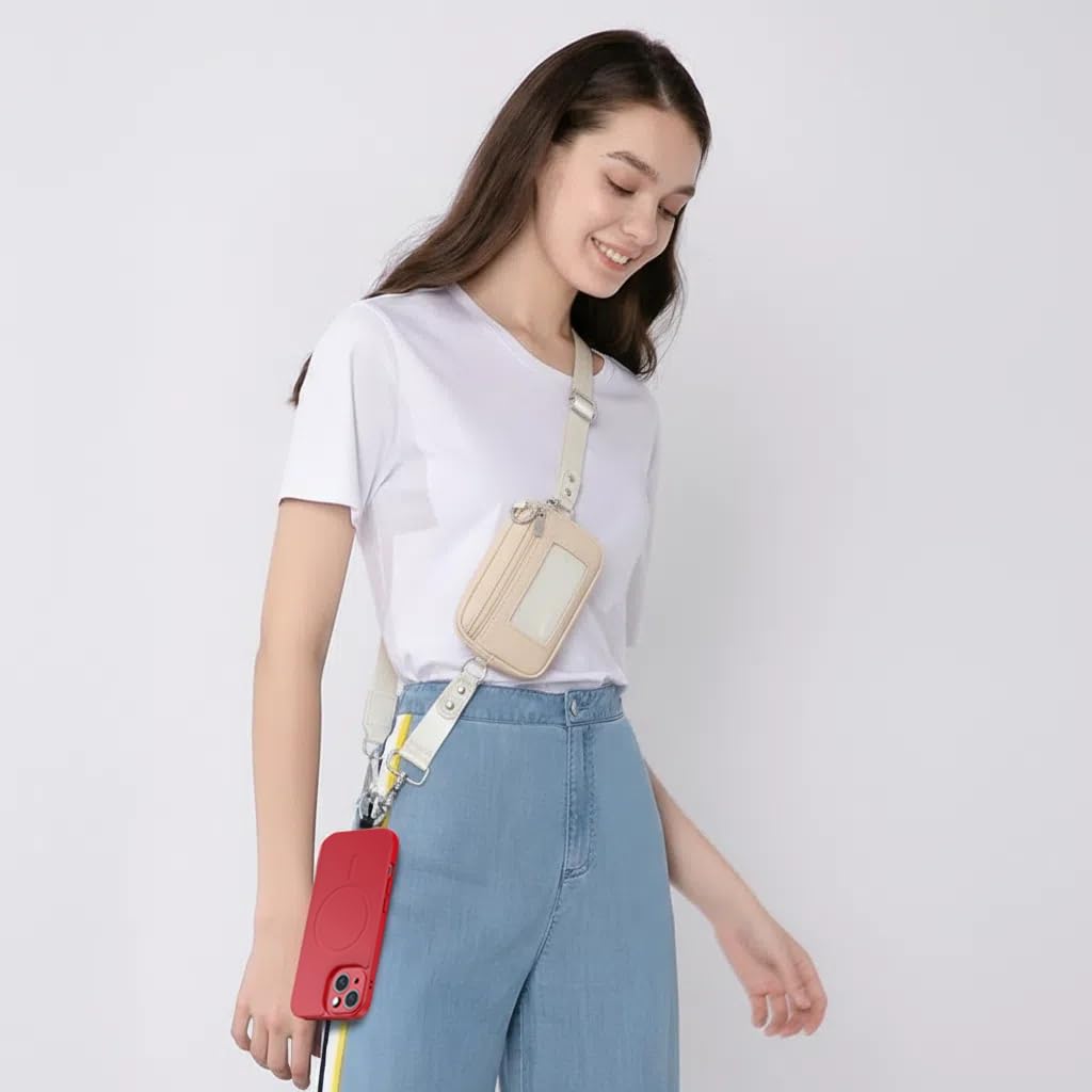 3-in-1 Clip And Go Strap for Phone with Wallet Crossbody Adjustable Phone Strap for Women and Men Phone Lanyard With Anti-Theft Zipper Pouch Detachable Wrist Wallet Compatible with All Phones For Trave or Daily Use