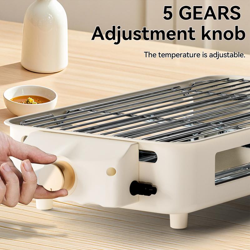 TANLOOK 1500W Electric Korean BBQ indoor Grill – Smokeless Non-Stick Grill with Removable Plates & Temp Control, Compact All-Purpose Tabletop Griddle, with Clip & Brush