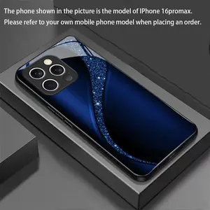 Phone Case: Advanced Navy Blue Curved New Design Tempered Glass Phone Case, Suitable for iphone17 17Air 16 Pro 15 Promax 14 Plus 13 12 11