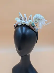 Shell Pearl Halo Crown, Mermaid Headband with Feathers, Sea Headpiece