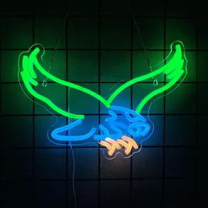 Eagle Neon Sign,Giant Eagles Light up Sign - Cool Neon Light Wall Decor for Home Karaoke Bar Restaurant Pub Cafe Salon Game Room, USB Powered (Eagle)