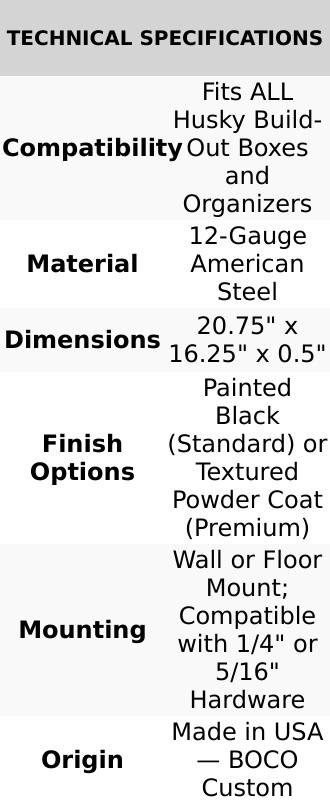Mount for Husky Build-Out, Locking Mounting Plate, 12 ga steel, low profile
