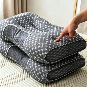 1-2 piece massage neck pillow. Adjustable ergonomic orthopedic contour support. High-quality pillow core with detachable zipper pillow cover. Suitable for all seasons. Comfortable sleep. Neck and shoulder massager. Modern pillow design. Breathable fabric.