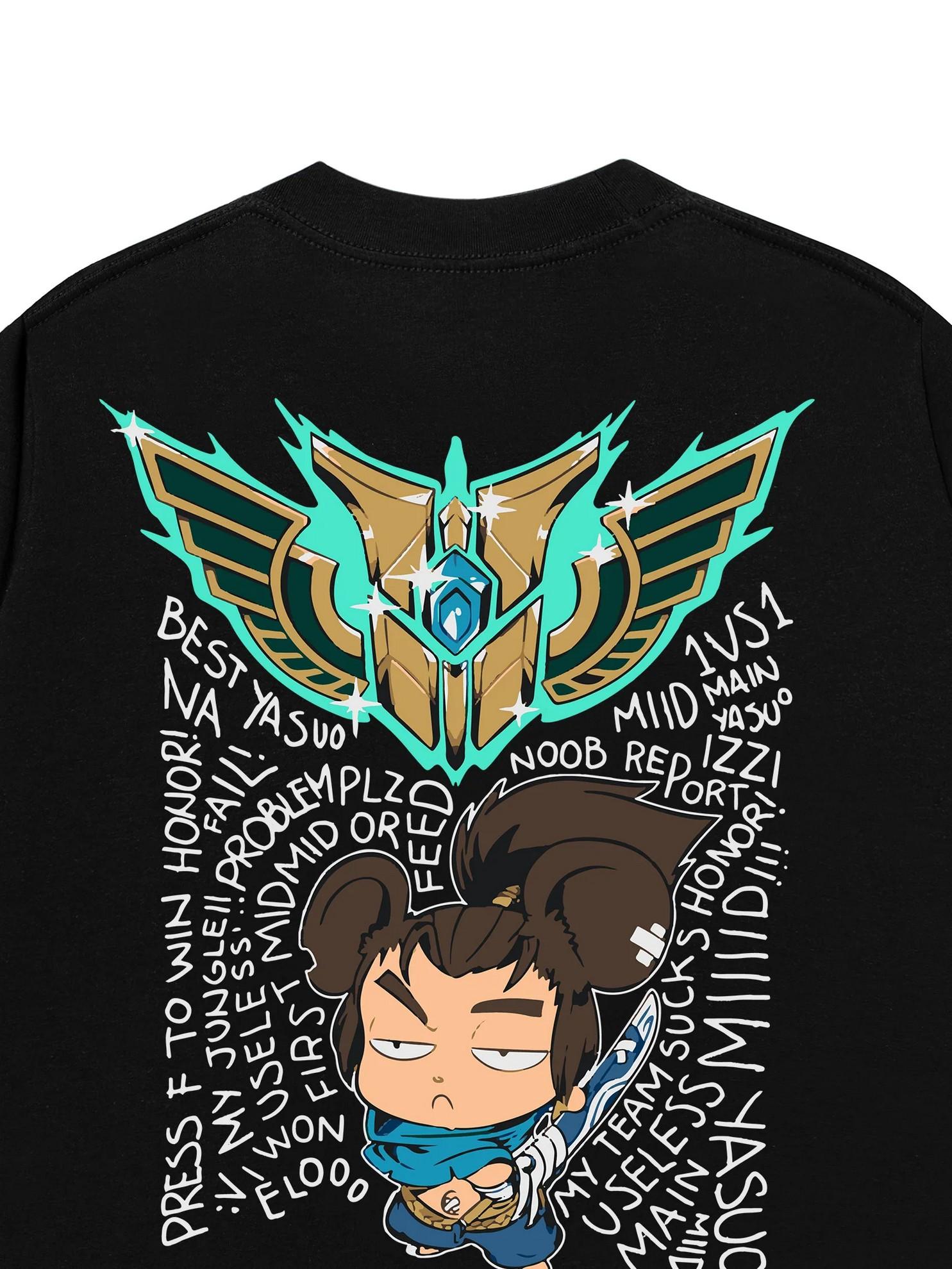 Best Yasuo Oversized Graphic T-Shirt League of Legends Funny Meme Streetwear Unisex 100% Cotton