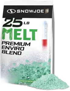 Snow Joe Premium Enviro Blend Snow & Ice Melt 25 lb Green-Coated Deicer Crystals with Anti-Corrosion Calcium Magnesium Acetate MELT25EB