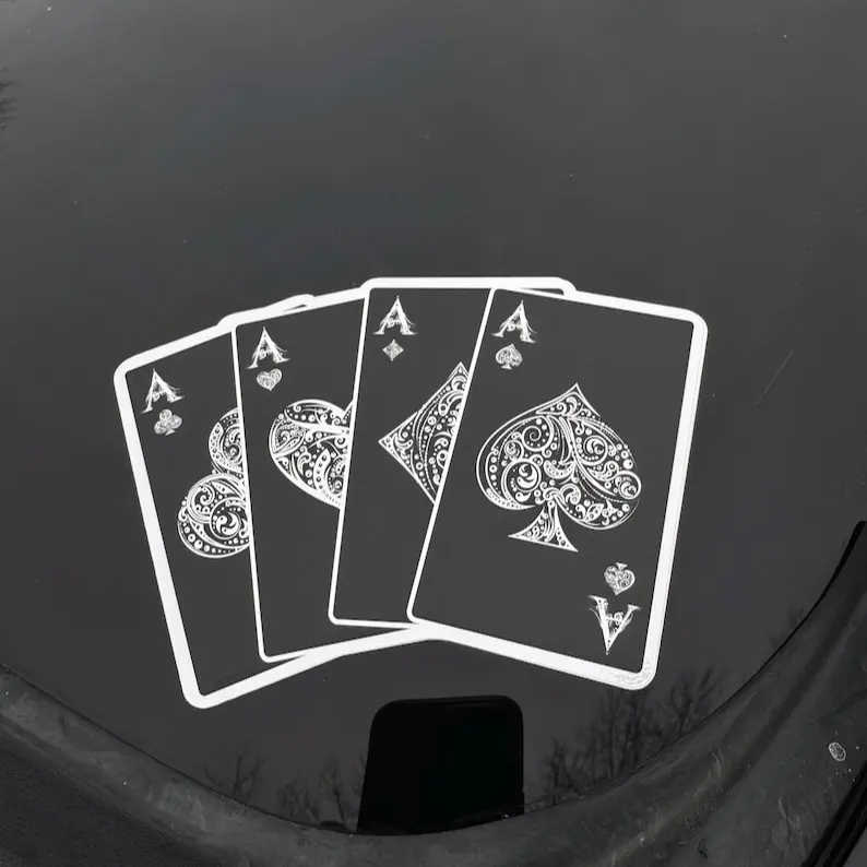 Ace Playing Card Chrome Sticker Vinyl Graphic Decal Durable Waterproof Easy Apply Remove Multiple Versatile Use Unique Designs for Cars Windows Mirrors Laptops Phones Notebooks Tumblers Skateboards Helmets