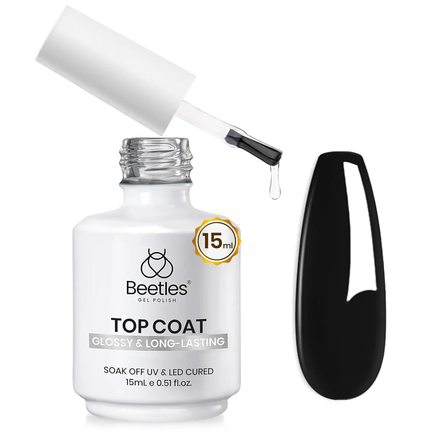 beetles Gel Polish No Wipe Gel Top Coat - 15ml Clear Glossy Top Coat Gel Nail Polish High Shine Long Lasting Nail Manicure for Women White Cutics   Easter'sGift