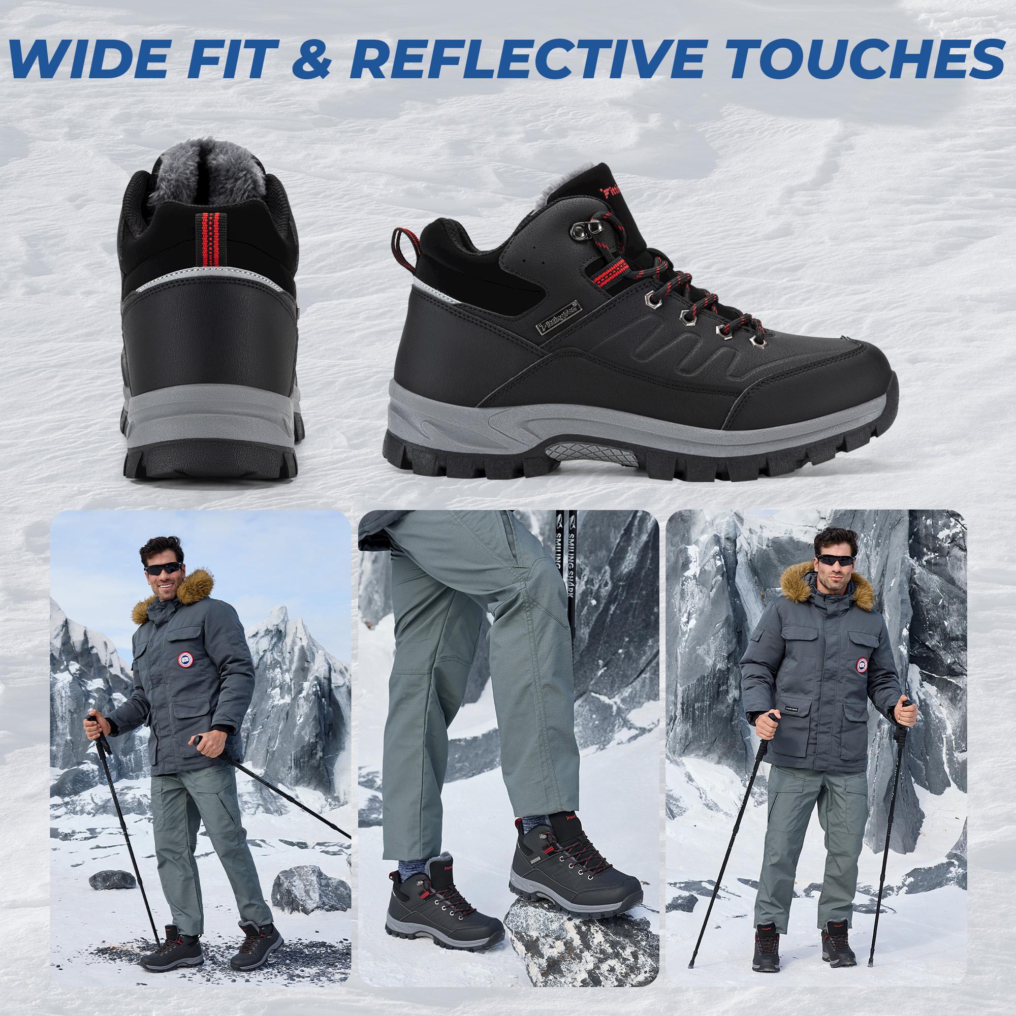 Fittington Men's WolfWalk Winter Boots V4 Insulated Snow Boots Outdoor Trekking Hiking Mid Calf Boots Slip Resistance Faux Leather Plush Fleece Lining Cold Resistant Fittington Men's WolfWalk Winter Boots V4 Insulated Snow Boots Outdoor Trekking Hiking Mid Calf Boots Slip Resistance Faux Leather Plush Fleece Lining Cold Resistant
