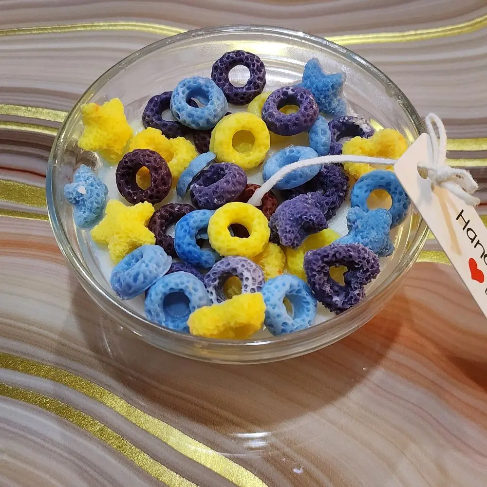Handmade Cereal Bowl-Shaped Vanilla-Scented Candle, Glass Bowl Decorative Aroma Diffuser for Home Use