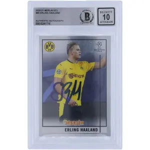 Erling Haaland Borussia Dortmund Autographed 2020-21 Topps Merlin Chrome Collection #65 BAS Authenticated 10 Card - Fanatics Authentic Certified