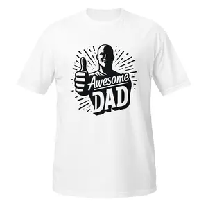 Awesome Dad Tee - Fitted Short Sleeve Crew Neck T-Shirt in 100% Ring-Spun Cotton for Summer Casual Wear with Double Stitching Design - Fabric
