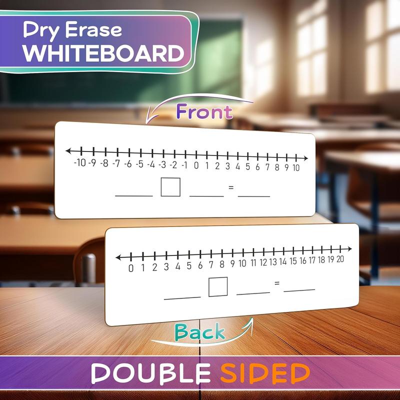 Negative Number Line Board 4"x12" Inch Lapboard Double Sided White Board Featuring -10 Through +10 Number Line & 0-20 Dry Erase Students Desk Whiteboard Math Manipulatives