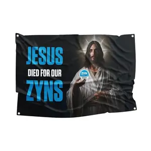 Jesus ZYN Flag - Flagaholics 3x5ft Hanging Wall Flag Banner For Guys - Trending Humor Decor for Bedrooms and Dorms with Metal Grommets