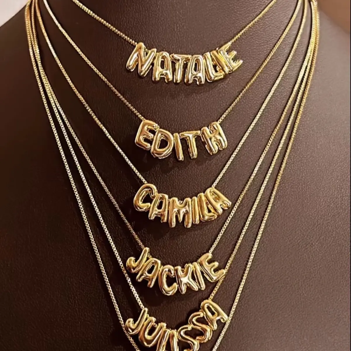 Customized bubble name necklace