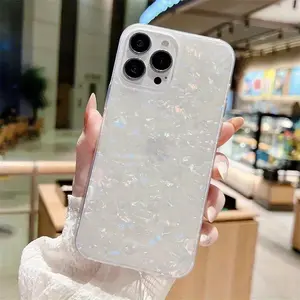3pcs [1 Phone Cover with 2 Clear Screen Protectors] Sparkly Adorable Glitter Marble Phone Cover for Iphone 16 15 14 13 12 Mini 11 Pro X XR XS Max 8 7 Plus SE 2 3 Rigid PC Back Shell