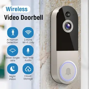 Doorbell Camera Wireless, Smart WiFi Video Doorbell, 1080P, Video Doorbell Camera with 2 Way Audio, AI Human Detection, Night Vision, Cloud Storage, Battery Powered, Easy Installation, 2.4G WiFi Only