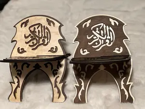 Handcrafted Wooden Quran Stand – Foldable Islamic Book Holder with Carved Design