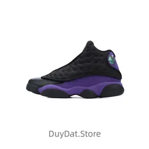 Trendy high-top retro basketball shoes for men in black and purple