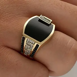 Fashion Rings, 1pc Silvery Shiny Alloy Cubic Zirconia Artificial Zircon Decorative Ring for Men, Elegant Multi-Size Accessory Suitable for Daily Wear, Business Look, Cubic Zirconia Ring