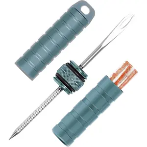 Tubeless  Tire Repair Kit for Mountain Bikes & Road Bicycles, Tubeless Tire Plug Kit with Storage Canister, Reamer, Insertion Fork, 10 Bacon Strips, Fix a Puncture or Flat, No Glue Needed