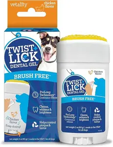Twist+Lick Dental Gel for Dogs - Brush Free - ProLong Technology - Cleans Whitens Brightens - Controls Plaque & Tartar - Mess-Free Dental Care