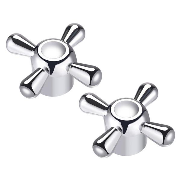 Zinc alloy cross faucet handle knob with installation screws, alloy replacement faucet set, suitable for kitchens, bathrooms, and bathtubs