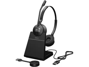 Jabra Engage 55 SE (Second Edition) Dual-Ear Wireless Headset w/Charging Stand and Link 400 USB-A DECT Adapter – MS Teams Certified, Works with All Other Platforms, Black