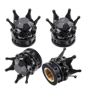 Rhinestone Crown Design Car Tire Valve Cap, Creative Car Tire Valve Stem Cover, Universal Dustproof Car Tire Valve Stem Cover, Tire Wheel, Car Accessories