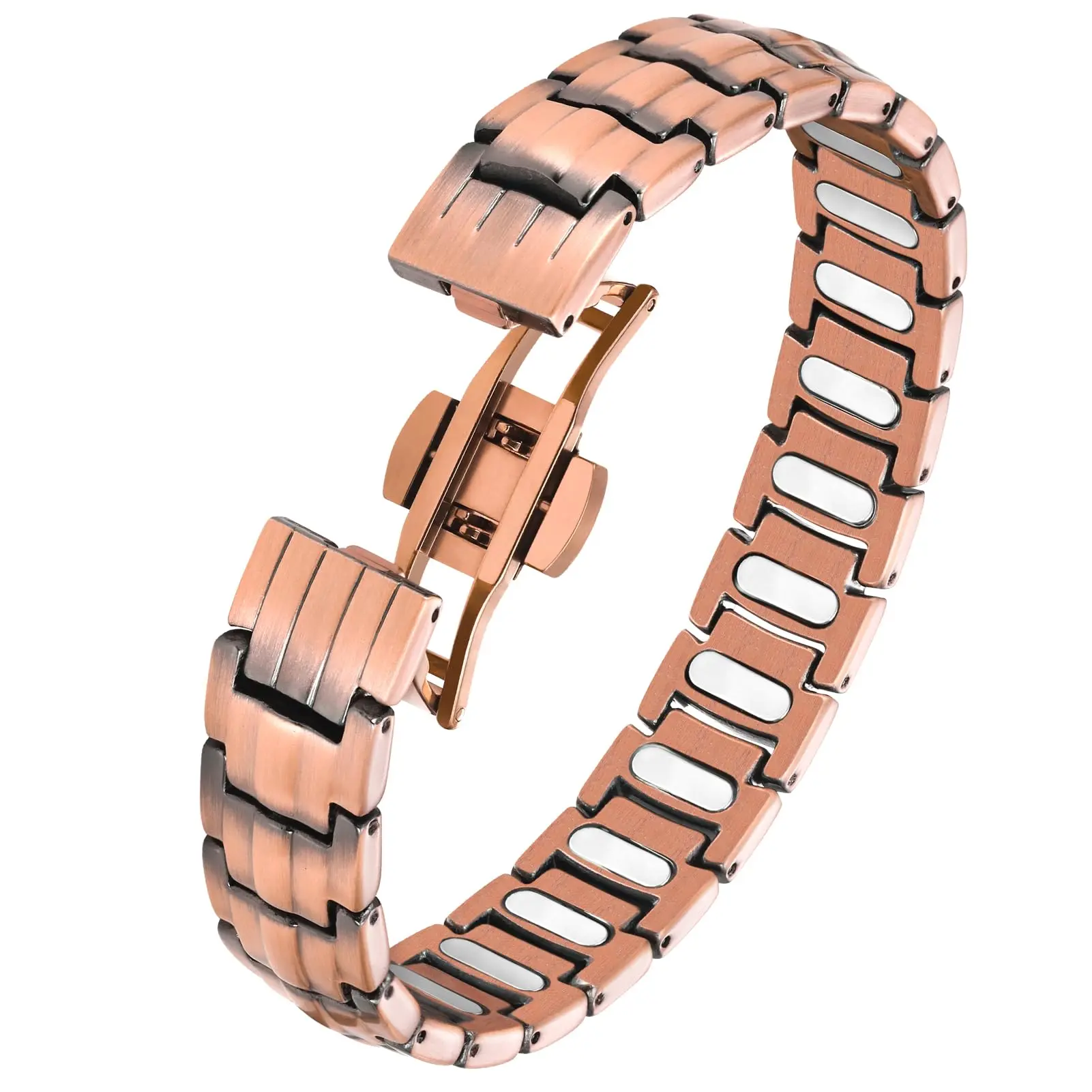 Pro Series 5000 Gauss Double Row Magnetic Copper Bracelet, 99.9% Aviation Grade Copper, 46 Magnets Full Coverage, Precise Adjustable