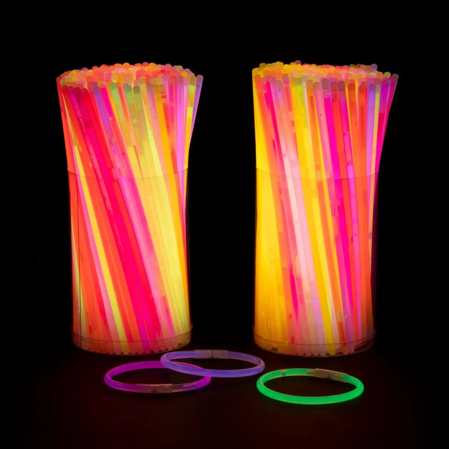 8" Mega Bulk 500 Pc. Multicolor Plastic Glow Bracelet Assortment