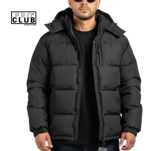 PROCLUB Men's Bubble Down Jacket - PRO CLUB Water-Resistant, Adjustable Waist & Hood, Bubble-Style Stitching, 100% Polyester, Relaxed Fit, Winter Wear
