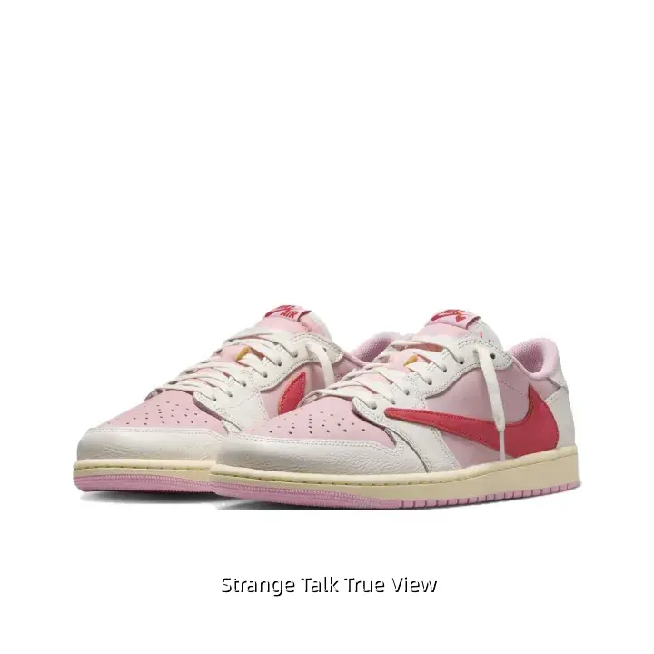 Off White Gradient Blush Pink Color Block Leather Low Top Casual Sneakers For Men Red Contrast Logo Gum Rubber Sole Retro Neutral Streetwear Daily Walking Footwear