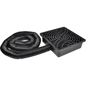 Low Profile Catch Basin Drain Kit Downspout Extender, 12"*12" Catch Basin Gutter Downspout Extensions with 2" ID Flexible Pipe, Pipe Stretched Length 16.4ft, Rainwater Drainage System