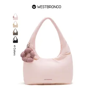 [New In]WESTBRONCO Puffy Hobo tote Bag 2026 trendy new in chic brooklyn 28 shoulder bag Valentine's gift idea for Women Mom Diaper Bag Purse Sweet Style Fashion Shoulder Bag with free charm for college Work Travel gift for her TikTokShopJumpstartSale