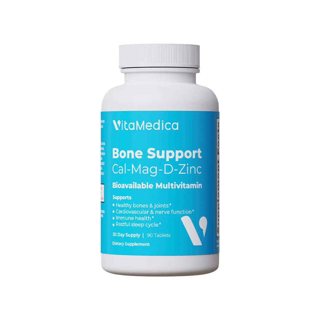 Bone Support with Cal-Mag-D-Zinc and Restful Sleep - Calcium plus Magnesium Supplement Healthcare Fitness