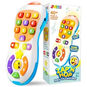 Baby Toys 6-12 Months - TV Remote Control Toy with 40+ Music and Learning Phrases & Volume Control, Birthday Gift for Todder Girls Boys