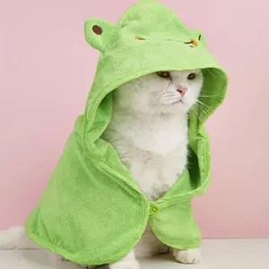 Cat Bath Towel, Cartoon Frog Design Pet Bath Towel, Soft Pet Bathrobe, Pet Grooming Cloak, Grooming Supplies