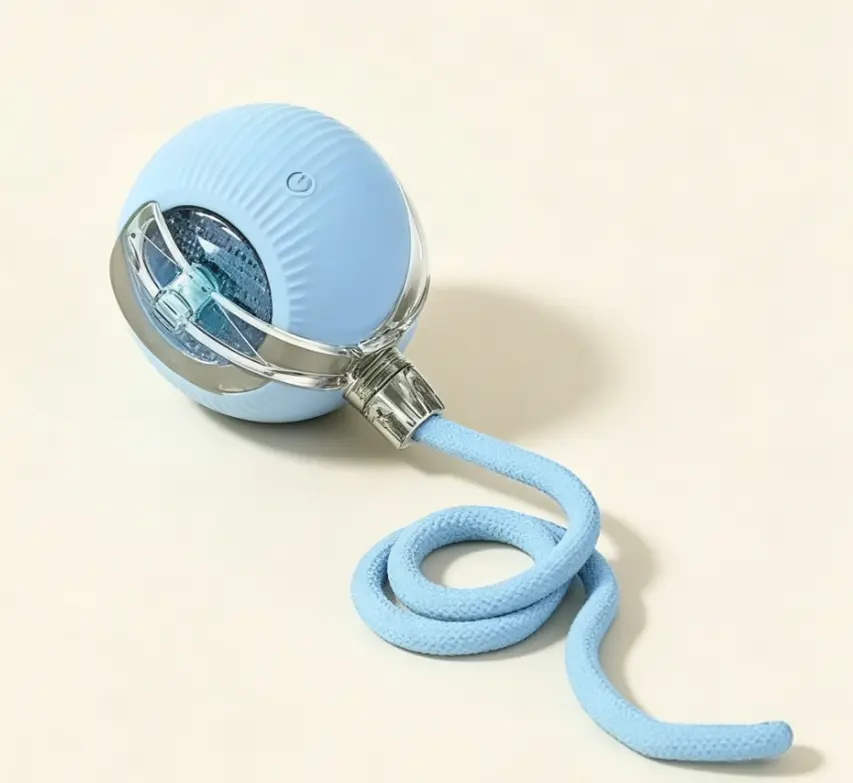 Pet Supplies Interactive Toy Set for Small/Medium Cats & Dogs - Silicone+ABS Smart Ball, Automatic Wand, Tumbling Balls, Hair Removal Exercise Aid for Entertainment & Stress Relief, 400 Mm Lanyard, Bendable Leash