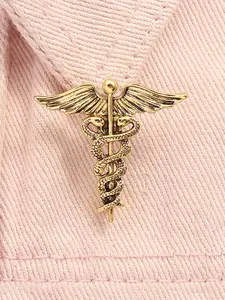 Retro Medical Caduceus Enamel Pins Medicine Symbol Wing with Snakes Alloy Brooch Lapel Backpack Badge Fashion Jewelry Accessories Gift for Doctor Nurse Winged Snake Fashion Accessory