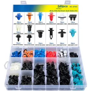 240pcs Body Side Hardware Quick-Select Kit for & Bumper Engine Under Fender & Rocker Molding Clip Assortment