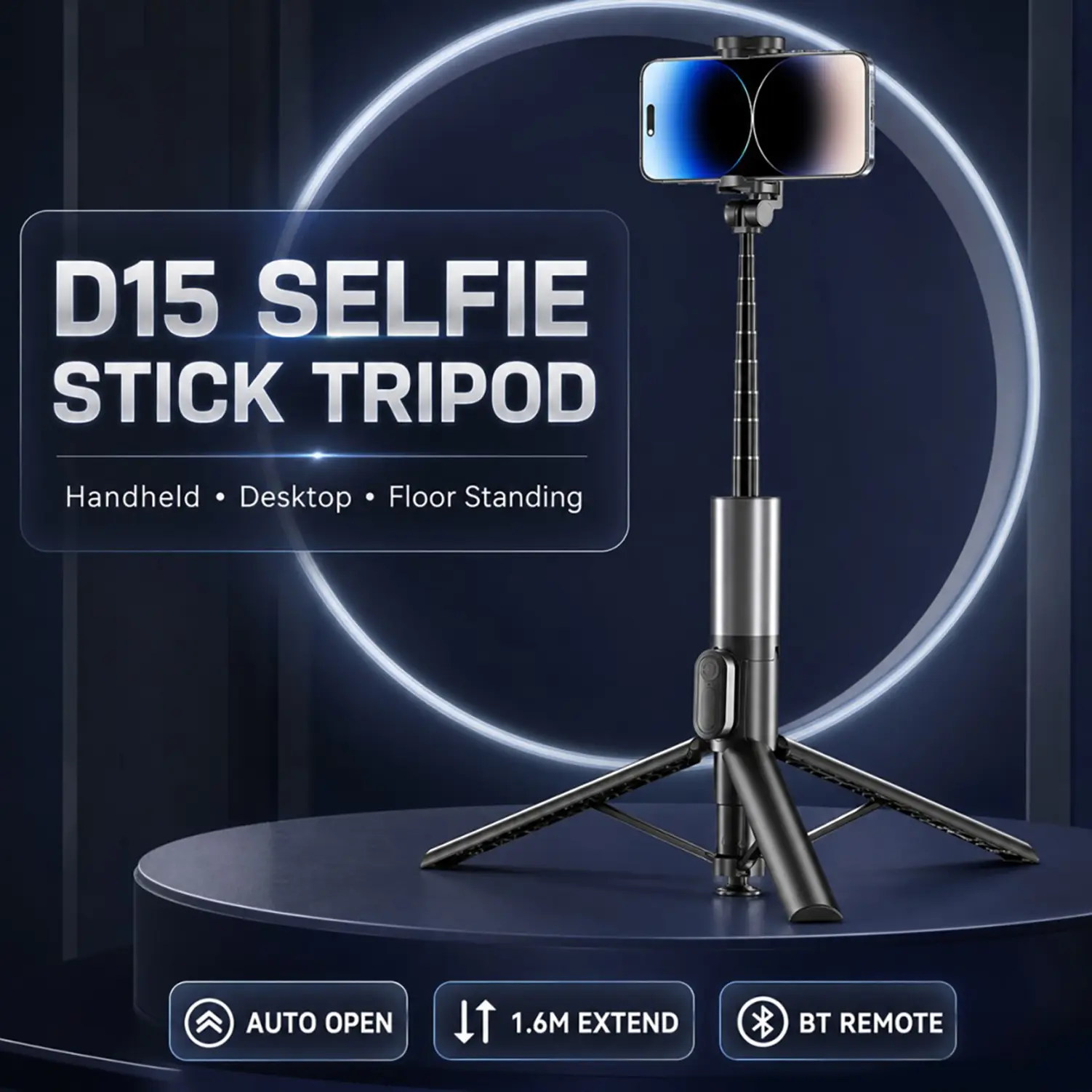 Smartphone Selfie Stick with Wireless Remote & Upgraded Stable Tripod Stand - Phone Holder, Camera