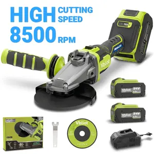 24V Cordless Angle Grinder Kit with 2x5.0Ah Batteries, 4-1/2" Brushless Power Grinder, 8500RPM Brushless Motor, Heavy Duty Electric Metal Grinder for Cutting, Grinding, Polishing