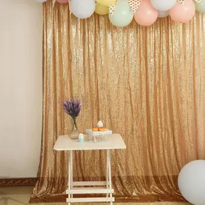 8ftx8ft Gold Sequin Event Curtain Drapes, Backdrop Event Panel