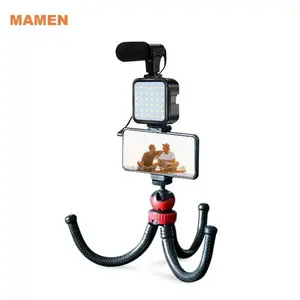 Vlogging Kit with LED Fill Light, Microphone, and Camera Holder for Camera and Android/iOS Phones