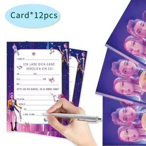 German Birthday Invitation Cards for Girls, Kids Birthday Party Invitations with Cool Anime Heroine Design, Fill-in Style Einladungskarten zum Kindergeburtstag for Kids Birthday Party Supplies