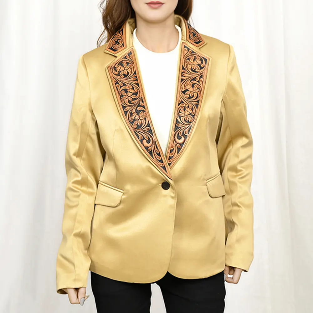 American Darling Genuine leather Hand tooled carved Women Blazer dress jacket | Vintage