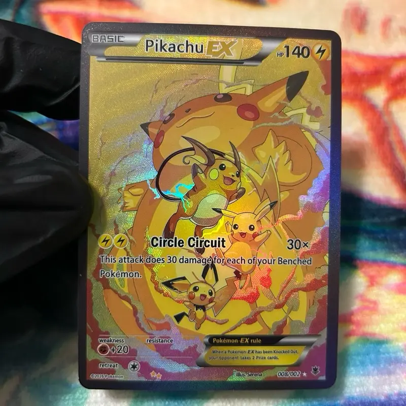 Pikachu Ex Custom Card | Holo | Textured Finish | Fan Art Card