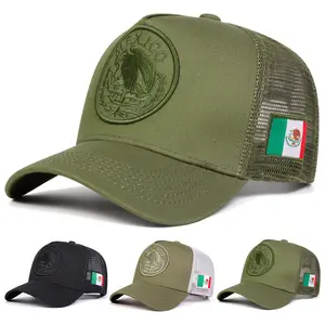 Unisex Mexican Flag Embroidery Baseball Net Caps Spring Summer Outdoor Adjustable Casual Hats Dad Hat Sunscreen Hat